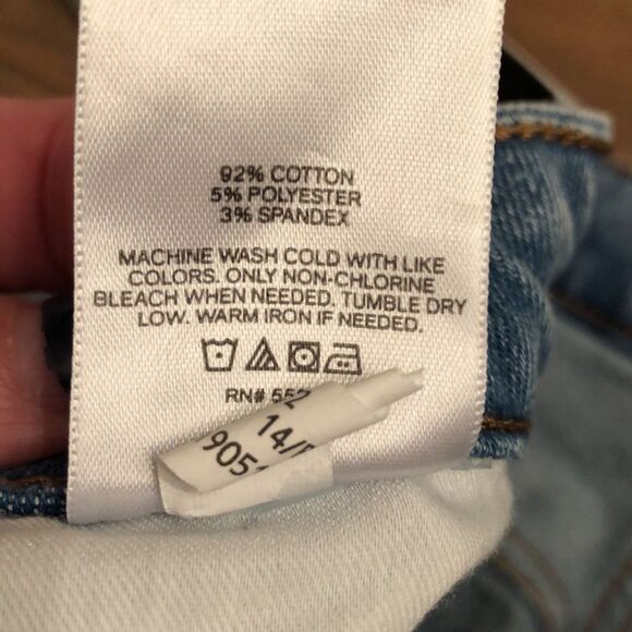 EXPRESS SIZE 14 R CURVY SKINNY HIGH RISE JEANS MEDIUM WASH DISTRESSED RAW HEM - Picture 10 of 10